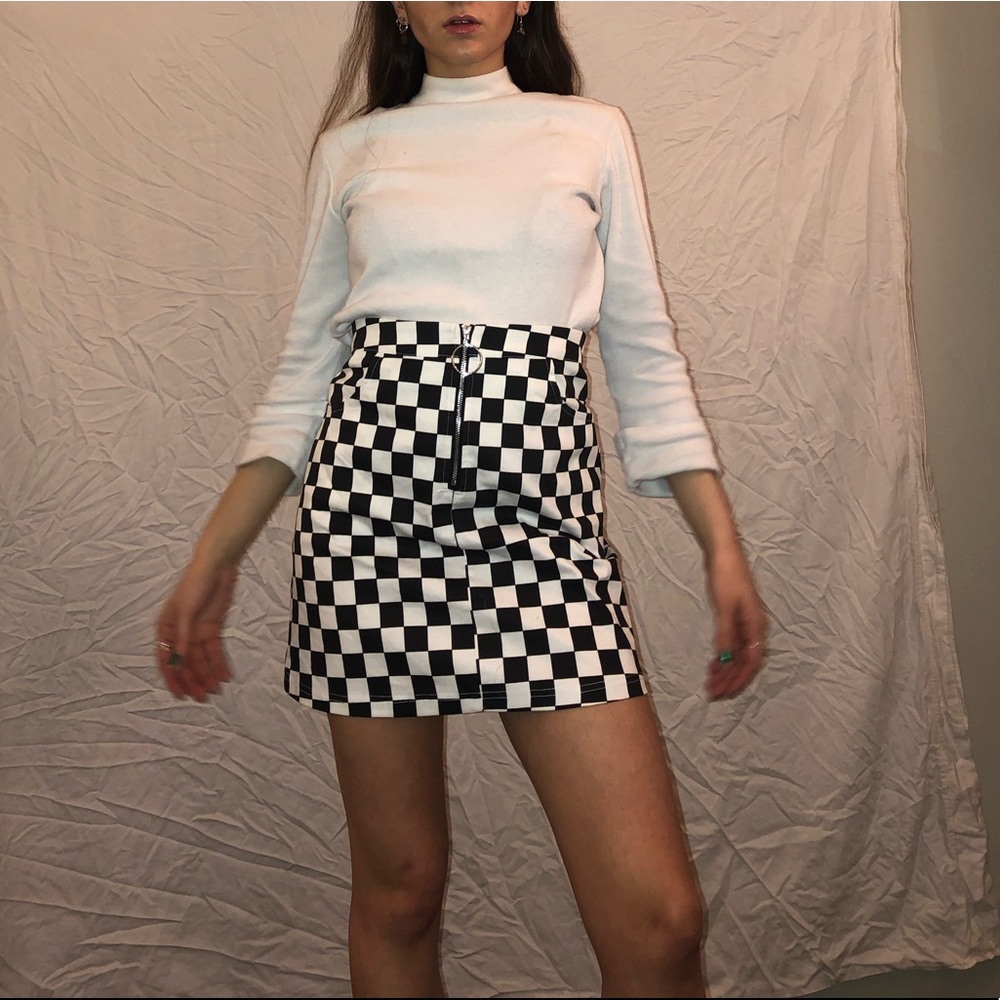 Checkered Black & White Skirt